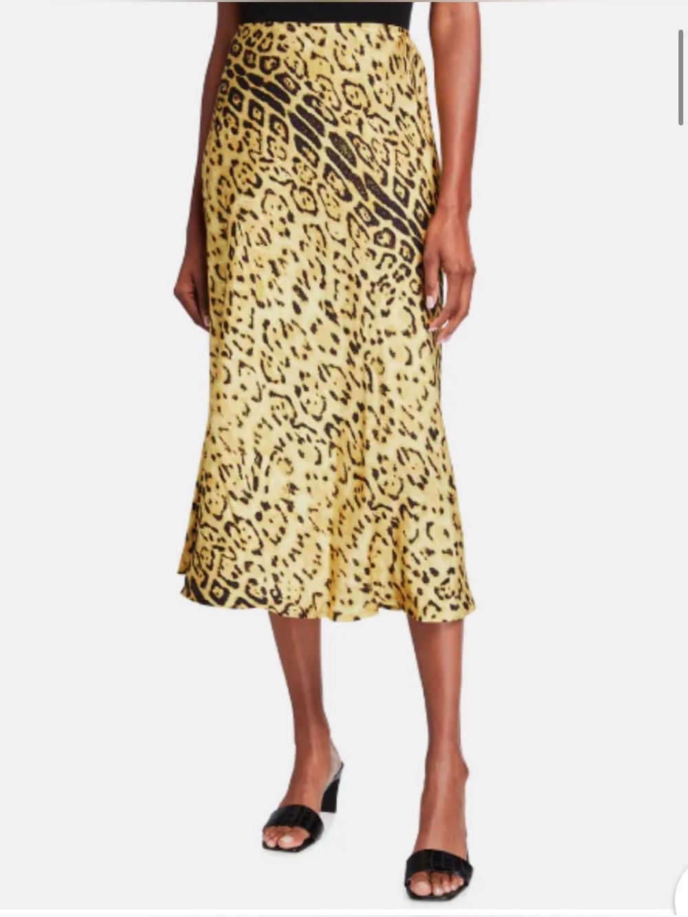 Kobi Halperin Kathy Animal Print Midi Skirt in Yellow/Black sz XS